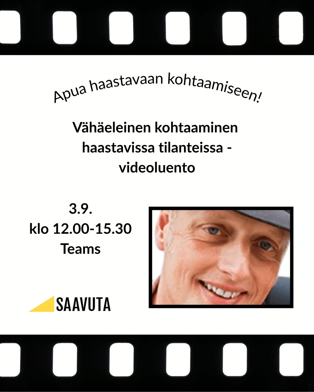 mies hattupäässä ja filminauha taustalla